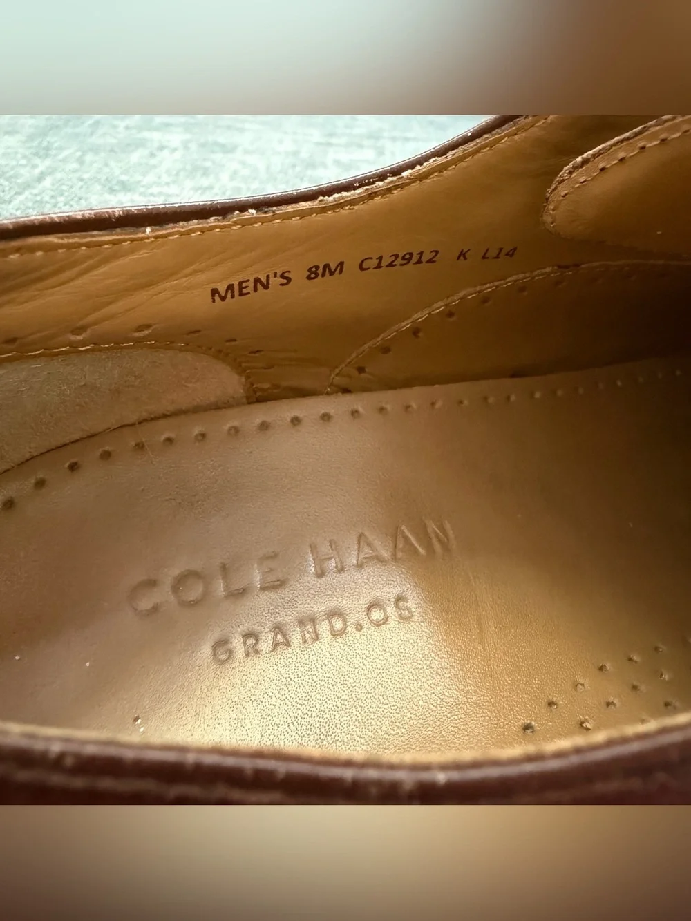 Men’s Cole Haan Grand.OS brown leather cap toe oxford dress shoes (size 8)